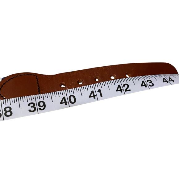 Leather Man Ltd Belt Size 40 Navy blue with flag pattern LML Solid Brass Buckle - Picture 2 of 16